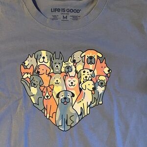 Life Is Good Heartful Dogs Tee - Blue